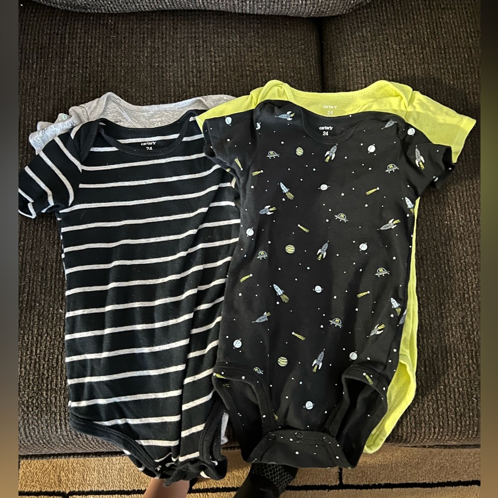 Carters Boys Months Onesie’s (4) ~ 3 Pants~ onesie outfit~ bib overalls.